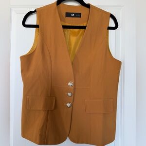 Mustard Yellow Sleeveless Vest with Button Detail